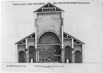 Sección Transversal de la antigua iglesia del Vaticano de San Pedro